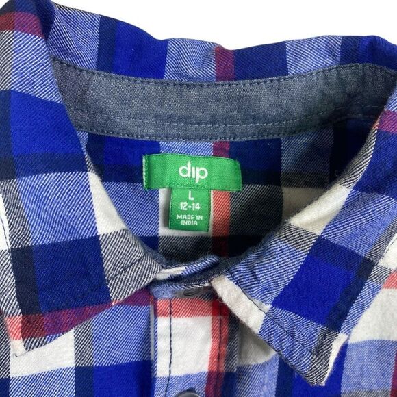 Dip Boys Fannel Plaid Button Down Size Large 12-14 - Picture 3 of 4
